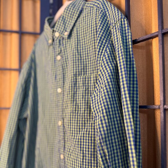 Crewcuts Kids Blue & Green Gingham boy's Button-Down Shirt – Size 14 - Picture 5 of 5